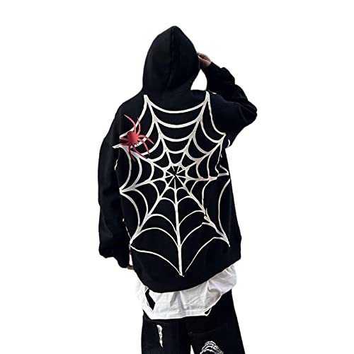 Amazon.com: UICIOP Gothic hoodie top Spider web letter printing